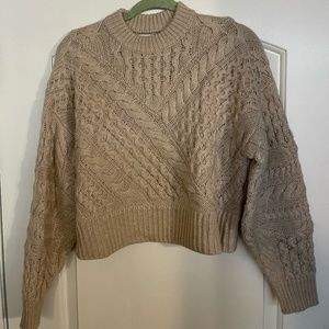 NAADAM Chunky Cable Knit Cropped Sweater